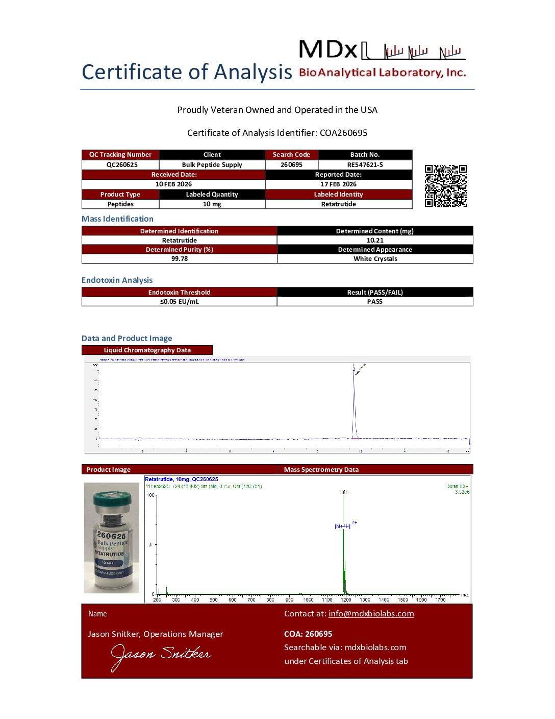 COA260695 QC260625 Retatrutide Retatrutide 10mg - Image 2